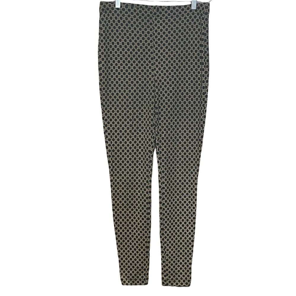 Chico’s Fabulously Slimming leggings black tan printed comfy women’s size S 31W